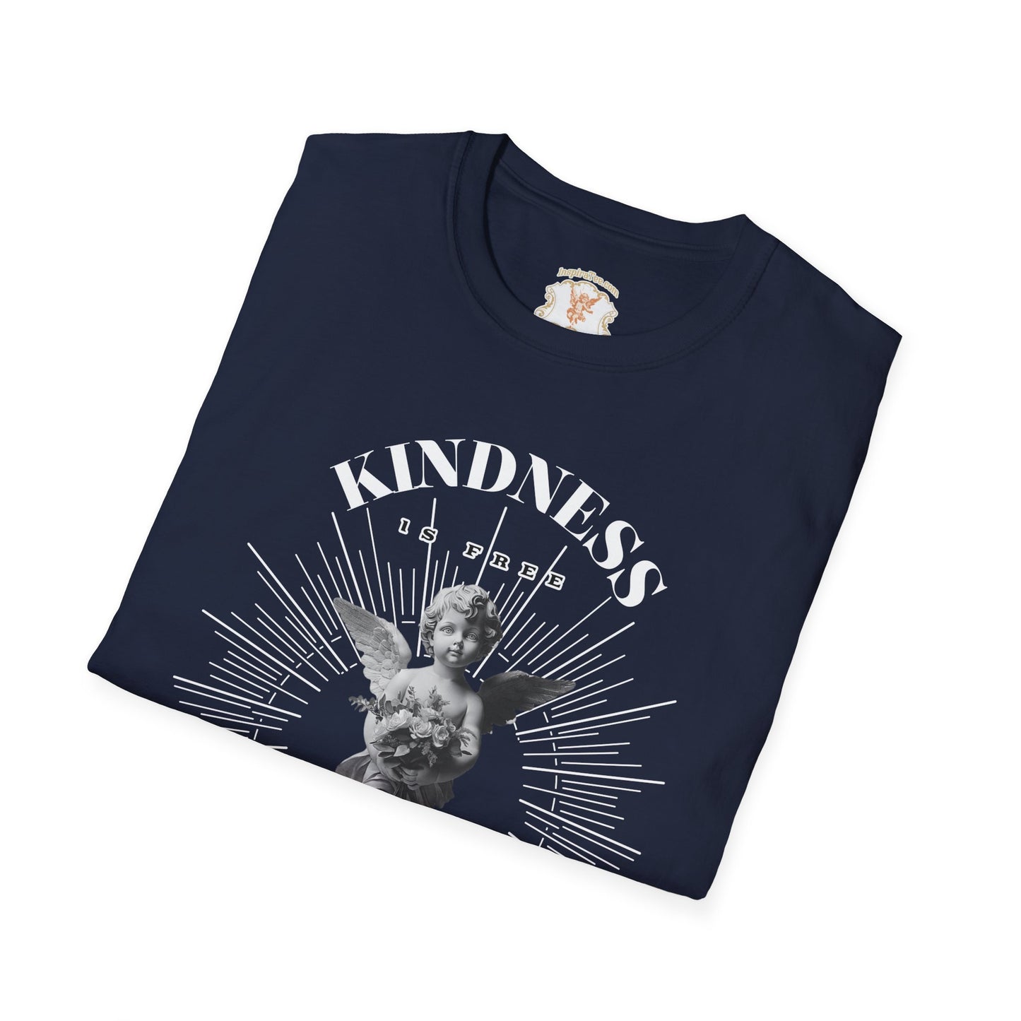 Cherub Statue Graphic Tee — 'Kindness is free' Vintage Angel T-Shirt