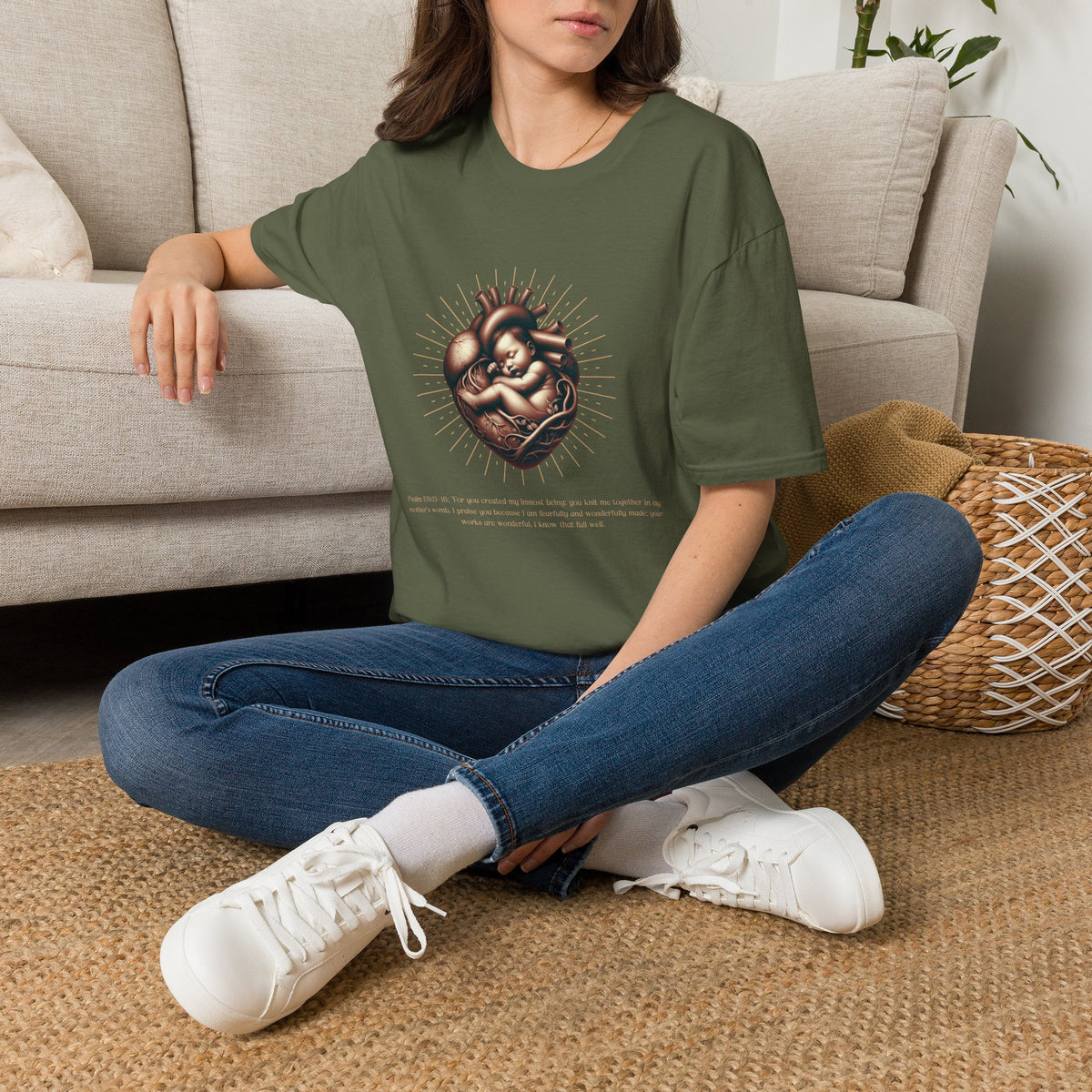 Baby in Heart Graphic Tee — ‘Protect the Vulnerable’ Pro-Life Catholic Devotional Shirt