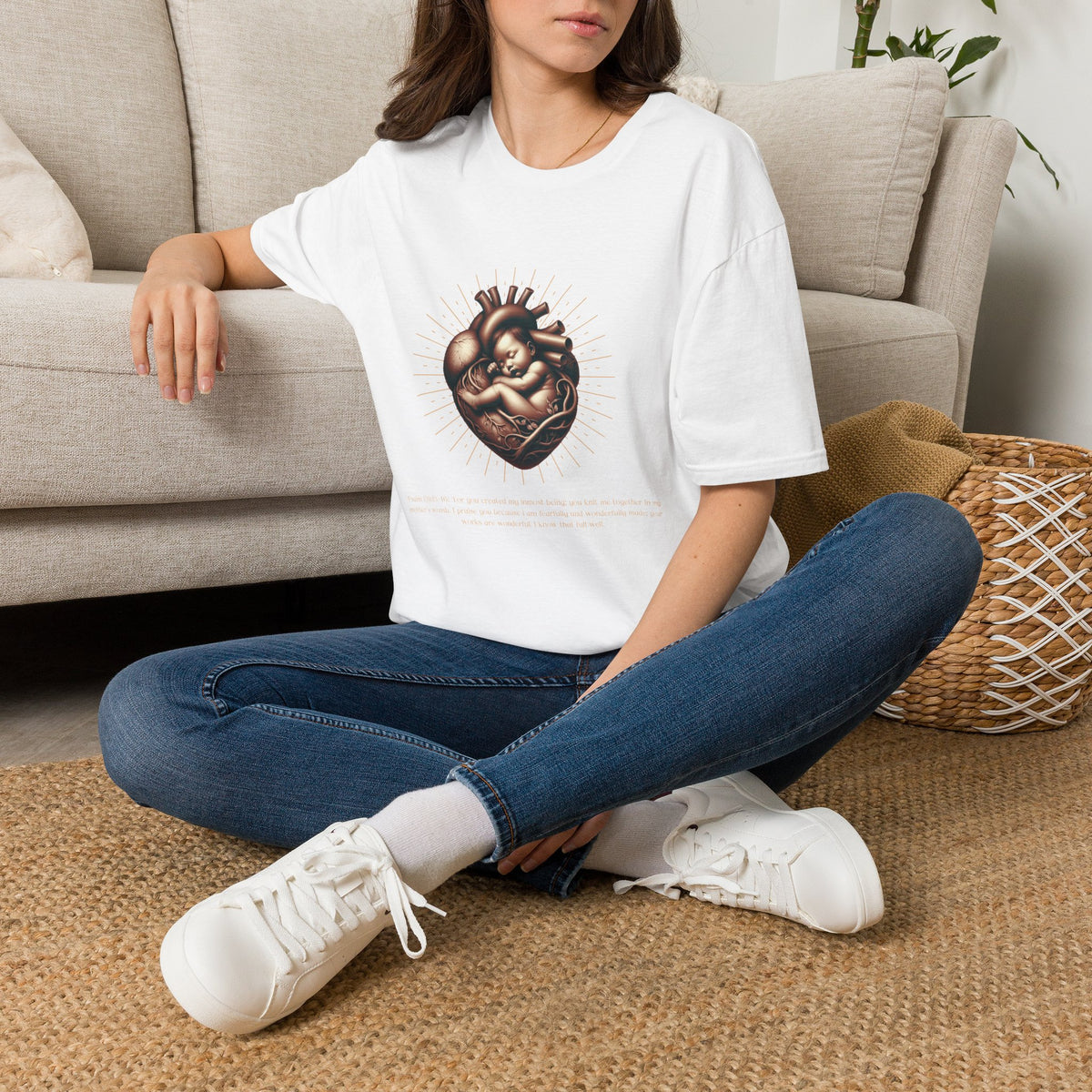 Baby in Heart Graphic Tee — ‘Protect the Vulnerable’ Pro-Life Catholic Devotional Shirt