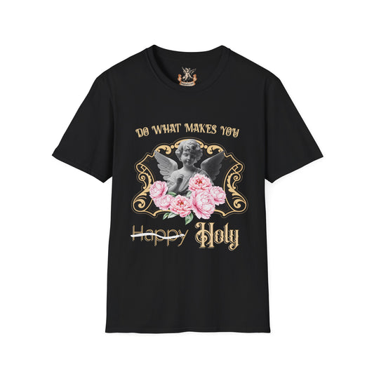 Happy Holy Angel Tee — Vintage Cherub Floral Graphic T-Shirt