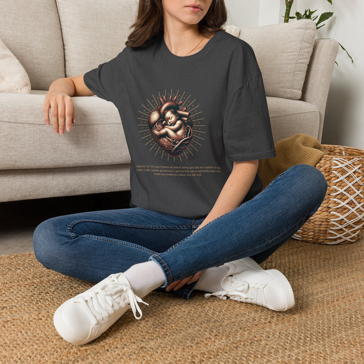 Baby in Heart Graphic Tee — ‘Protect the Vulnerable’ Pro-Life Catholic Devotional Shirt