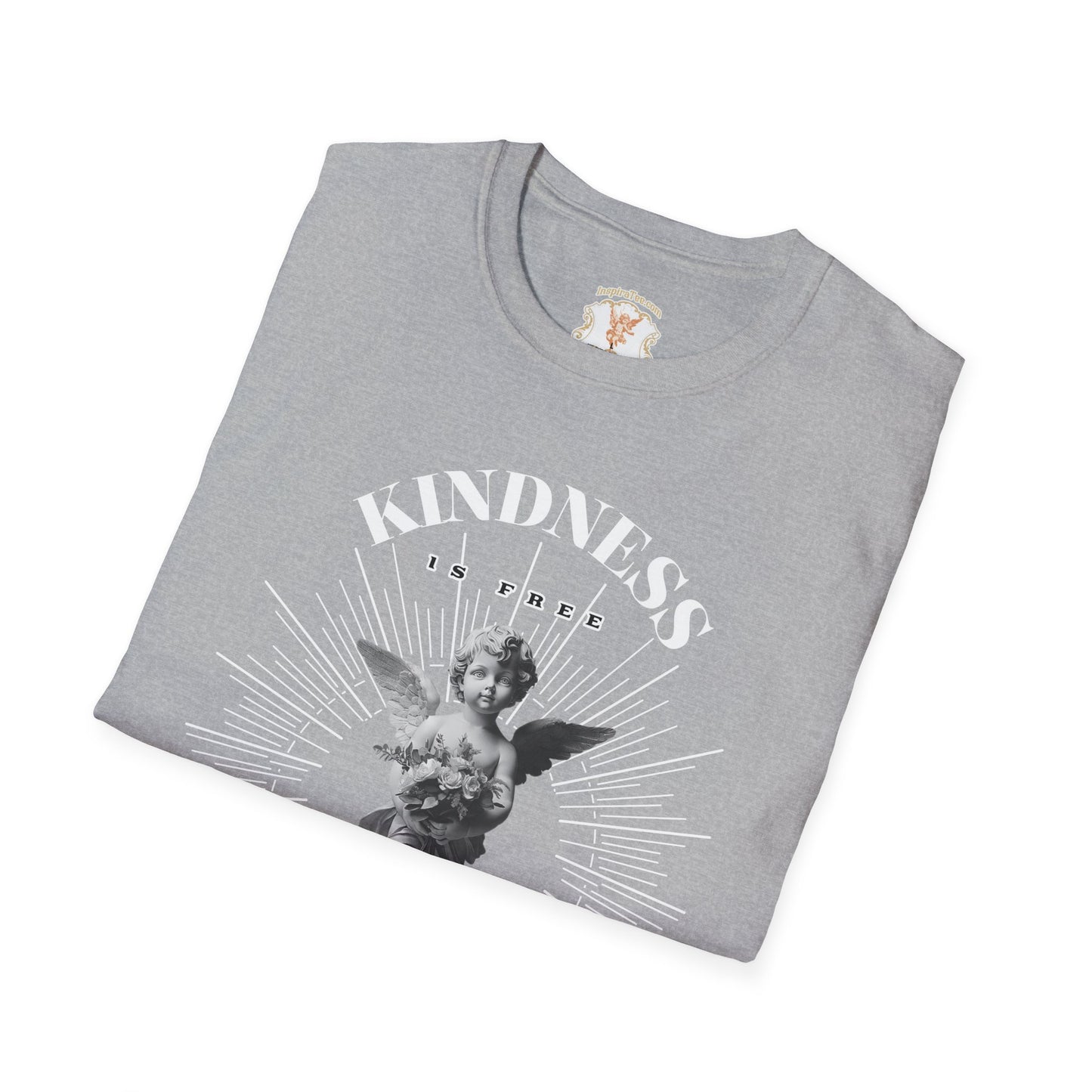 Cherub Statue Graphic Tee — 'Kindness is free' Vintage Angel T-Shirt
