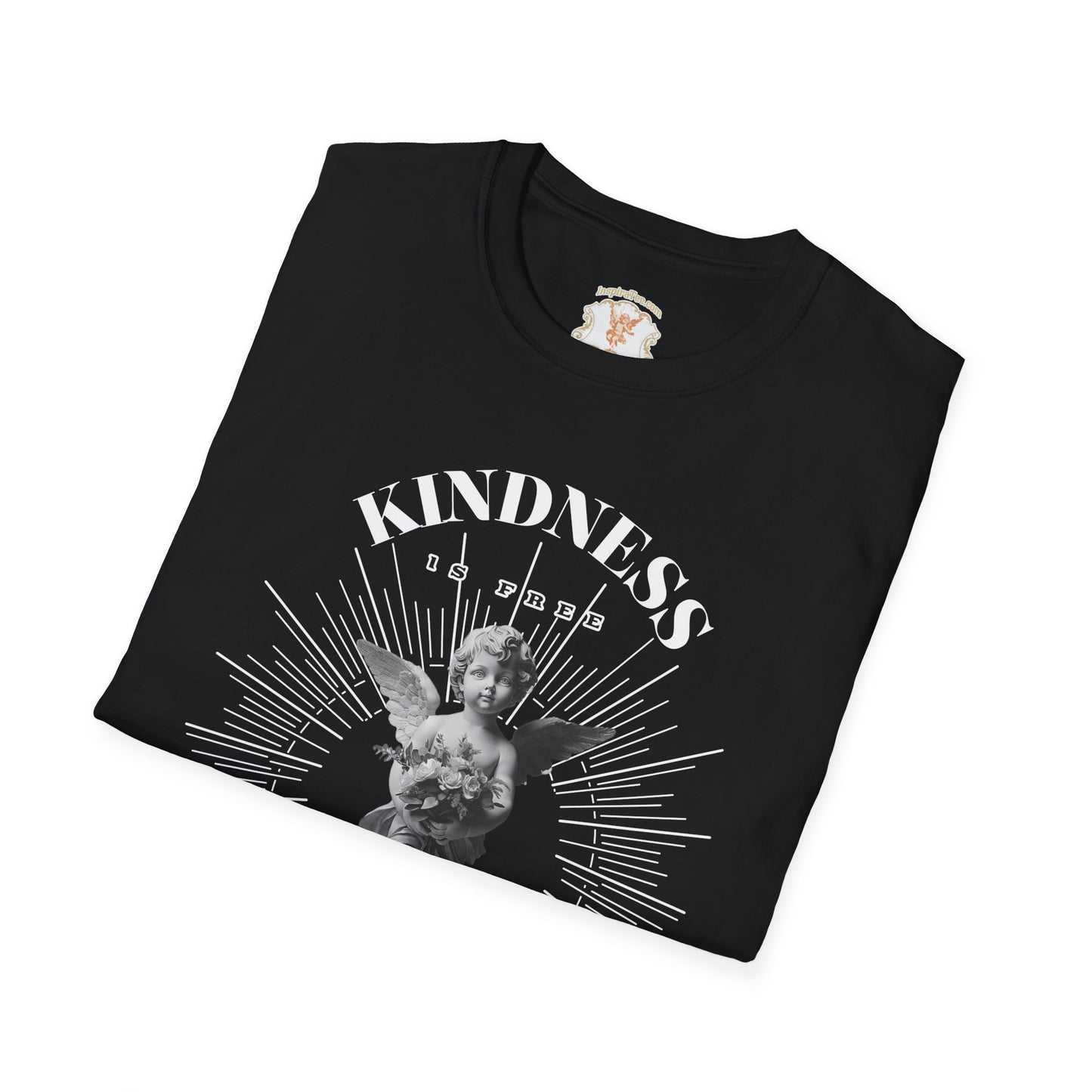 Cherub Statue Graphic Tee — 'Kindness is free' Vintage Angel T-Shirt