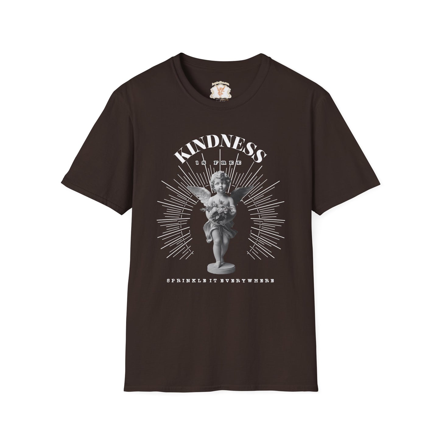 Cherub Statue Graphic Tee — 'Kindness is free' Vintage Angel T-Shirt