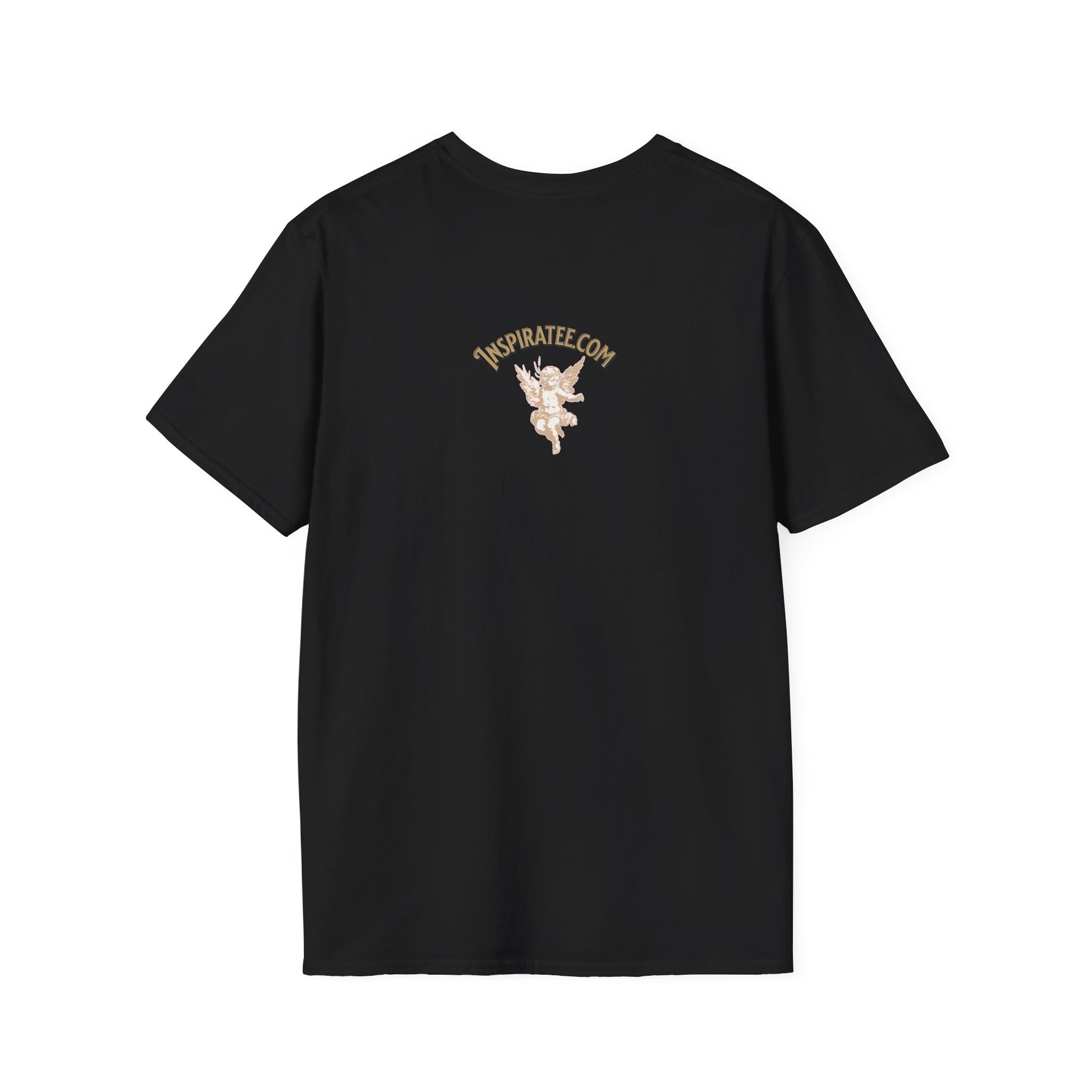 Black t-shirt with '#JustaStory' text on a white background