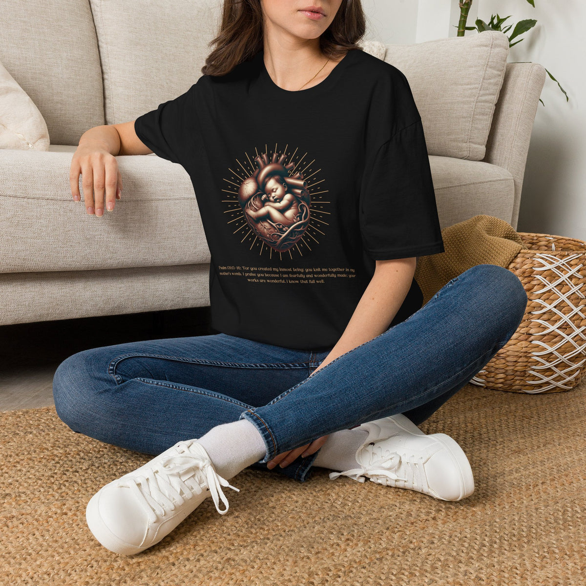 Baby in Heart Graphic Tee — ‘Protect the Vulnerable’ Pro-Life Catholic Devotional Shirt