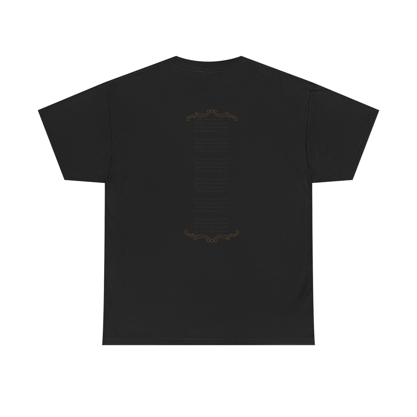 Black t-shirt on a white background