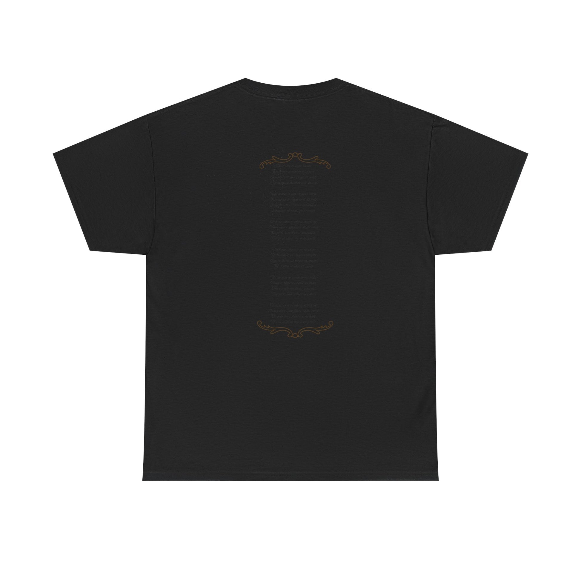 Black t-shirt on a white background