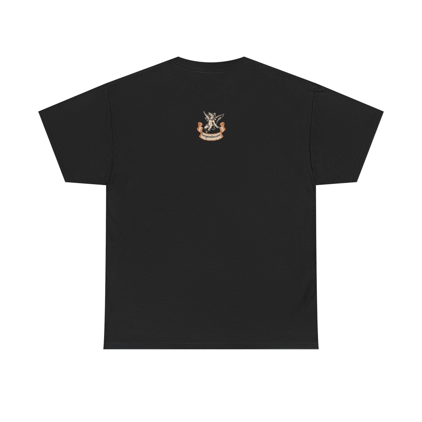 Black t-shirt on a white background
