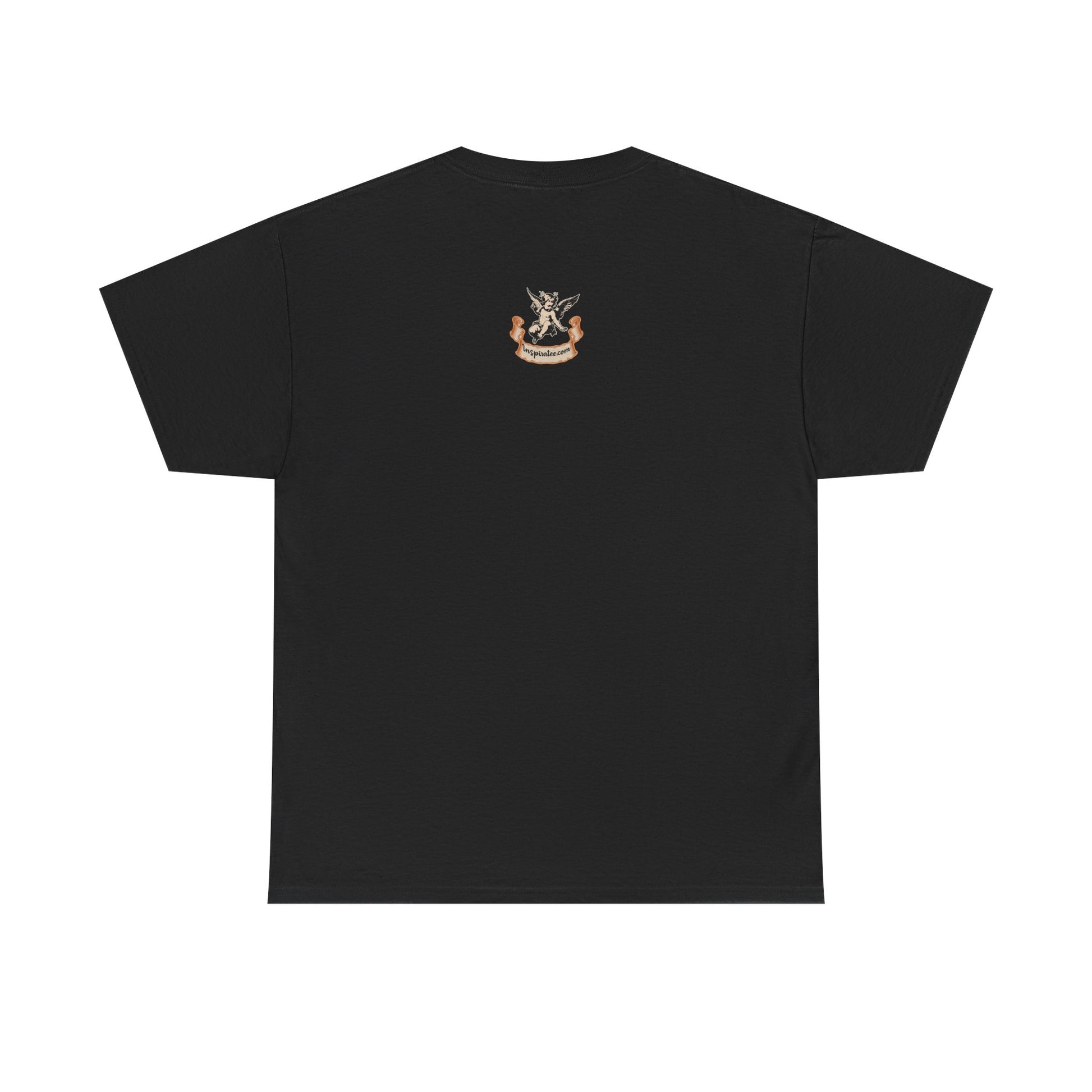 Black t-shirt on a white background