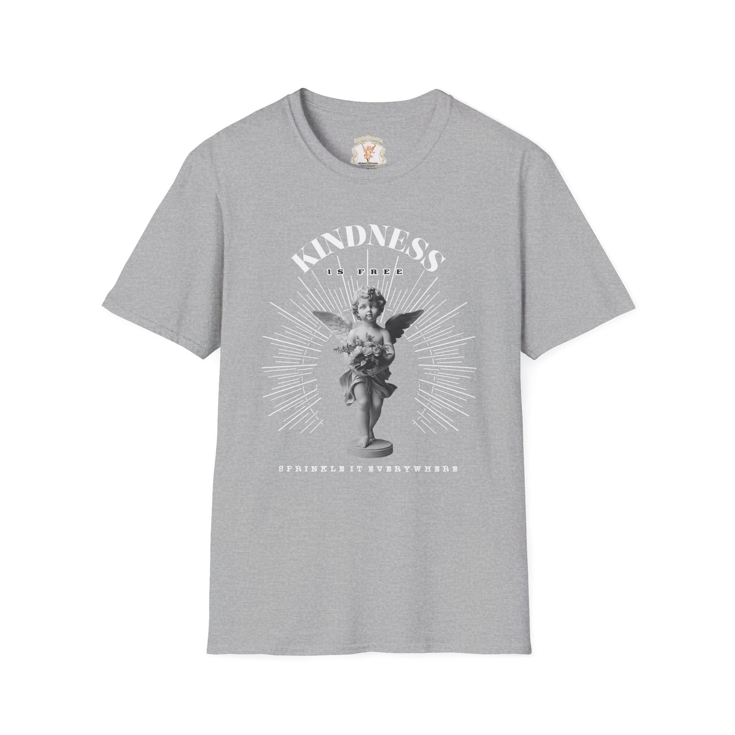 Cherub Statue Graphic Tee — 'Kindness is free' Vintage Angel T-Shirt